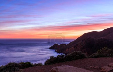Photo for Beautiful sunset on Pacific ocean and cliffs of Northern California coast. High quality photo - Royalty Free Image