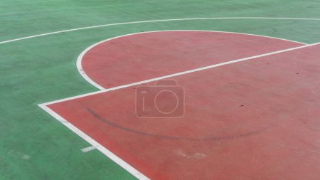 Photo for Basketball court line texture. Outdoor cement basketball hoop. Court lines - Royalty Free Image