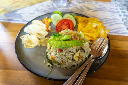 Photo for Delicious fried rice with egg and vegetables. asian food. vegetarian fried rice. - Royalty Free Image