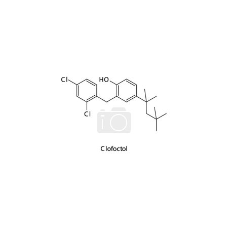Illustration for Clofoctol flat skeletal molecular structure Cresol antibiotic drug used in bacterial infection treatment. Vector illustration. - Royalty Free Image