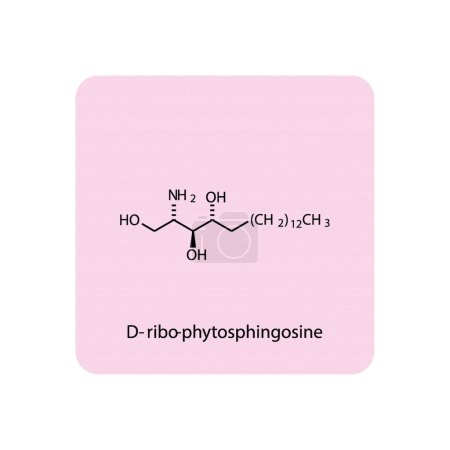 Illustration for Molecular structure diagram of D-ribo-phytosphingosine - a sphingoid base. pink Scientific vector illustration. - Royalty Free Image
