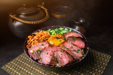 Photo for Japanese Beef Rice Bowl Donburi - Royalty Free Image