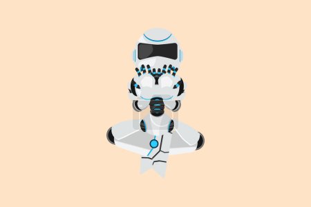 Illustration for Business design drawing depressed robot despair suffer grief. Worker burnout syndrome. Future technology development. Artificial intelligence machine learning. Flat cartoon style vector illustration - Royalty Free Image