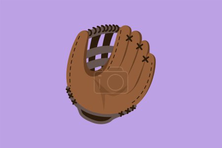 Illustration for Cartoon flat style drawing baseball leather glove for championship promotion. Baseball tournament. Team sport league banner, logotype, label, icon, sticker, symbol. Graphic design vector illustration - Royalty Free Image