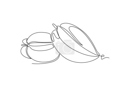 Einzeilige Zeichnung einer gesunden, gelben Bio-Sternfrucht-Obstgarten-Logo-Identität. Frisches Star-Fruchtkonzept für Garten-Ikone. Moderne kontinuierliche Linienzeichnung Design Grafik Vektor Illustration