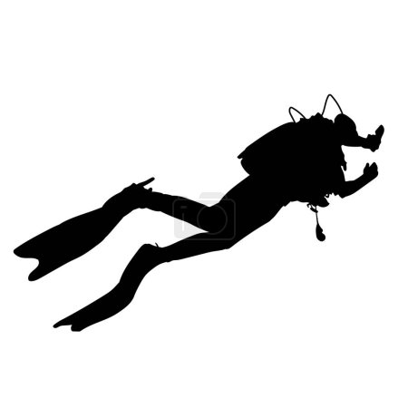 Ilustración de Buzos de buceo de silueta negra. Ilustración vectorial aislada sobre fondo blanco - Imagen libre de derechos