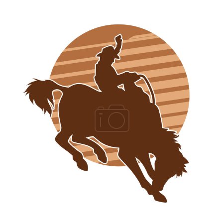 Illustration for Silhouette of a cowboy riding a horse - Royalty Free Image