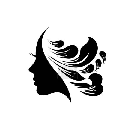 stylized woman head silhouette for hair product logo or hair salon