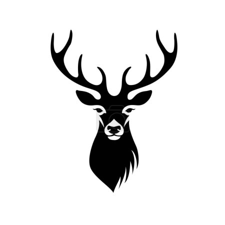 Ilustración de Silueta de ilustración de cabeza de ciervo estilizada. - Imagen libre de derechos