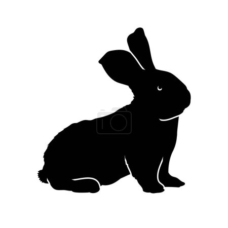 Illustration for Silhouette of rabbit animal isolated on white background. - Royalty Free Image