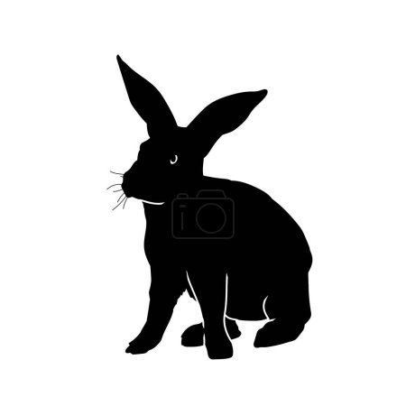 Illustration for Silhouette of rabbit animal isolated on white background. - Royalty Free Image
