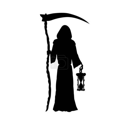 Illustration for Grim reaper mythical character silhouette. Silhouette of a fantasy character grim reaper. - Royalty Free Image