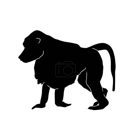 Téléchargez les illustrations : Silhouette d'un animal babouin primate - en licence libre de droit
