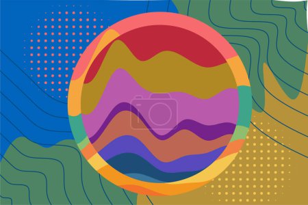 Ilustración de Abstract background of center circle with curvy texture and various decorative ornaments. - Imagen libre de derechos