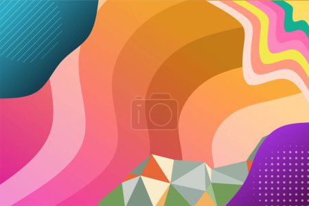 Ilustración de Abstract background mosaic of various wave texture and geometrical shapes. Collage of polygonal shapes and wavy shapes. - Imagen libre de derechos