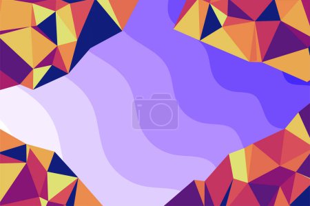 Ilustración de Abstract background mosaic of various wave texture and geometrical shapes. Collage of polygonal shapes and wavy shapes. - Imagen libre de derechos