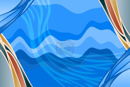 Ilustración de Abstract background with wave shapes texture and curvy ornaments. Composition of various wavy shapes abstract background. - Imagen libre de derechos