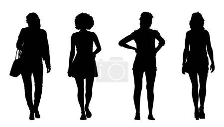 Foto de Grupo de mujeres de moda modelos silueta en pose de pie. - Imagen libre de derechos