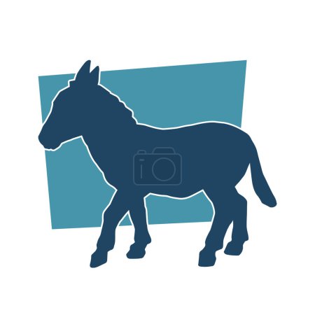 Illustration for Silhouette of a donkey domestic animal isolated on white background. - Royalty Free Image