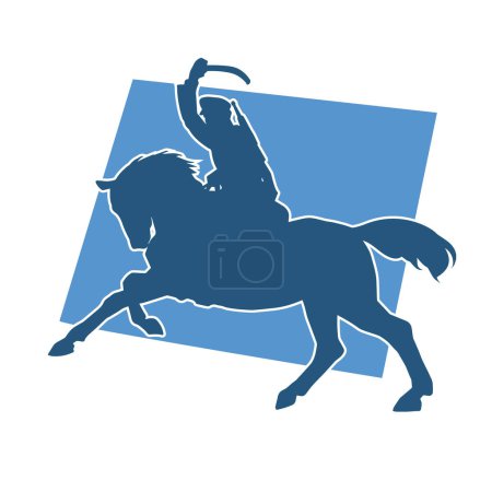 Ilustración de Silueta de un soldado de caballería a caballo. - Imagen libre de derechos
