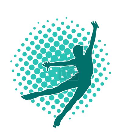 Téléchargez les illustrations : Silhouette d'une mince danseuse de gymnastique de patin à glace féminine en action pose. - en licence libre de droit