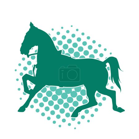 Ilustración de Silueta de un animal de caballo corriendo. Silueta de caballo con cuerda y silla de montar. - Imagen libre de derechos
