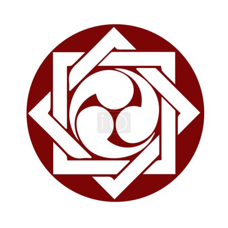 Das Wappensymbol des japanischen Clans Kamon. Japanische alte Familie Stempel Symbol.