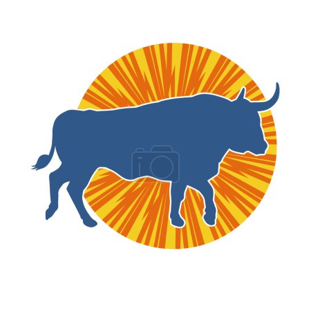 Silhouette of a wild buffalo animal. Silhouette of a wild bison animal.
