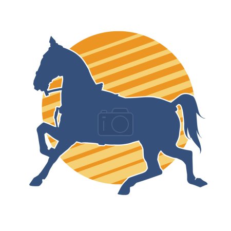 Ilustración de Silueta de un animal de caballo corriendo. Silueta de caballo con cuerda y silla de montar. - Imagen libre de derechos