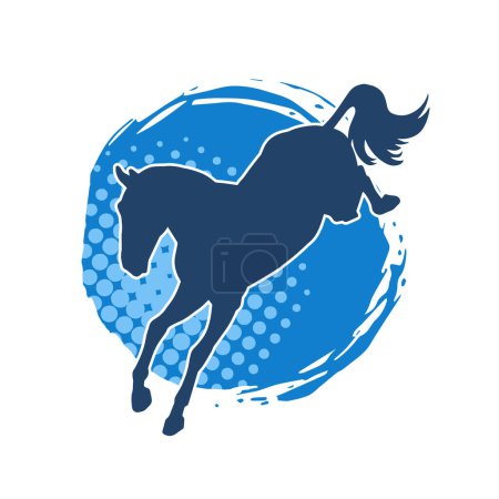 Ilustración de Silueta de un caballo corriendo. Silueta de un semental corriendo. - Imagen libre de derechos