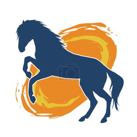 Ilustración de Silueta de un caballo corriendo. Silueta de un semental corriendo. - Imagen libre de derechos