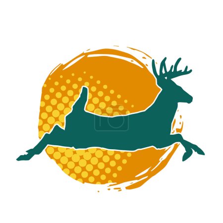 Illustration for Silhouette of a deer wild forest animal with antlers. - Royalty Free Image