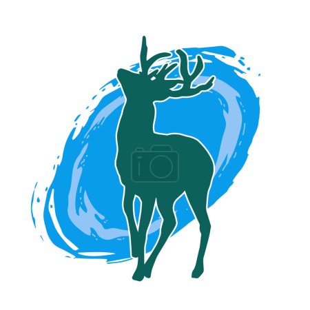 Silhouette of a deer wild forest animal with antlers.