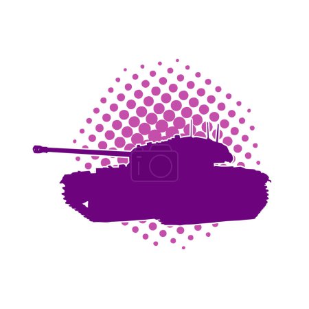 Silhouette of an army tank or an enclosed armored military vehicle 