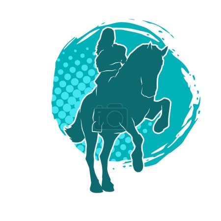 Illustration for Silhouette of a female ride on horseback. Silhouette of a horse with a woman ride on his back. - Royalty Free Image