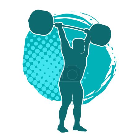 Illustration for Silhouette of male athlete doing weight lifting sport. - Royalty Free Image