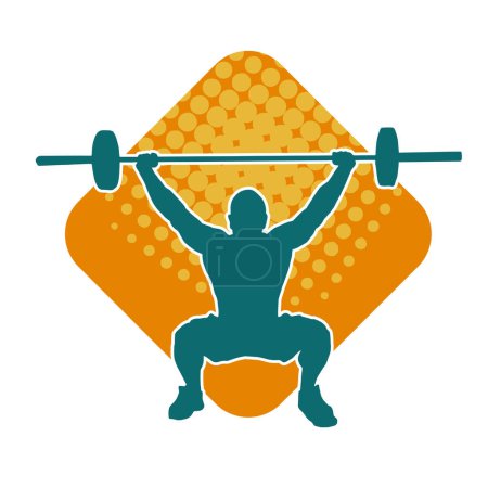 Silhouette eines männlichen Athleten beim Gewichtheben. 