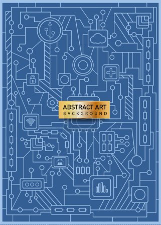 Ilustración de Fondo abstracto con símbolos de forma geométrica de circuito eléctrico - Imagen libre de derechos
