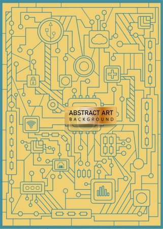 Ilustración de Fondo abstracto con símbolos de forma geométrica de circuito eléctrico - Imagen libre de derechos