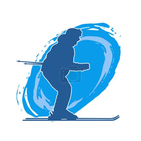 silhouette of people doing snow ski sport. silhouette of people snow skiing action.