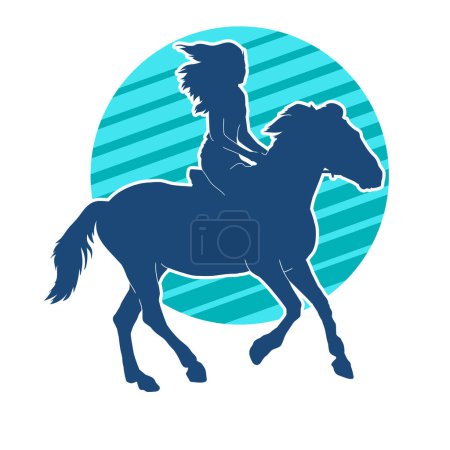 Silueta de un paseo femenino a caballo. Silueta de un caballo con una mujer montada en su espalda.