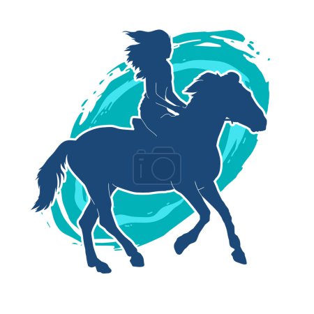 Silhouette of a female ride on horseback. Silhouette of a horse with a woman ride on his back.