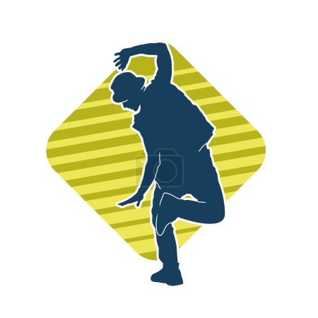 Silhouette eines männlichen Tänzers in Action-Pose. Silhouette eines schlanken Mannes in Tanzpose.