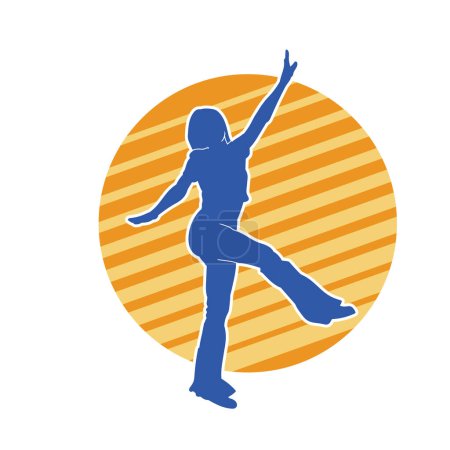 Silhouette einer Tänzerin in Action-Pose. Silhouette einer schlanken Frau in Tanzpose.