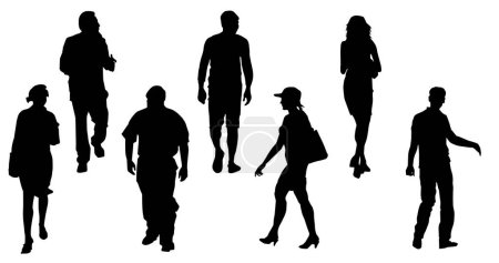 Silhouette group of city people with various style and pose