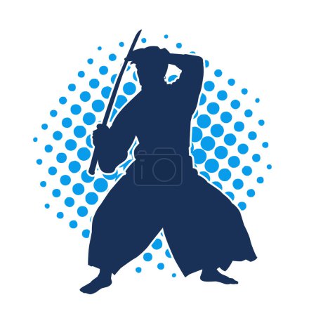 Silhouette of a male samurai warrior in japanese traditional costume