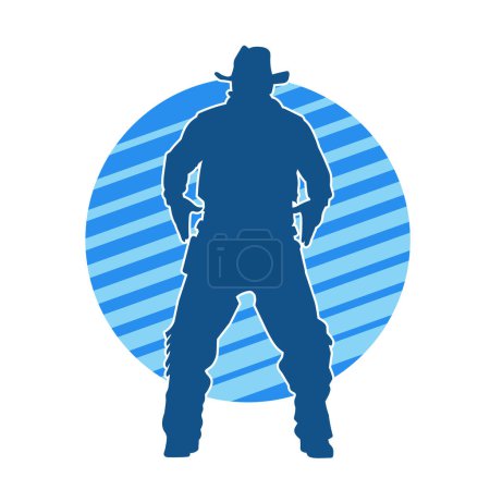 Silhouette of a slim male model in pose wearing cowboy outfit