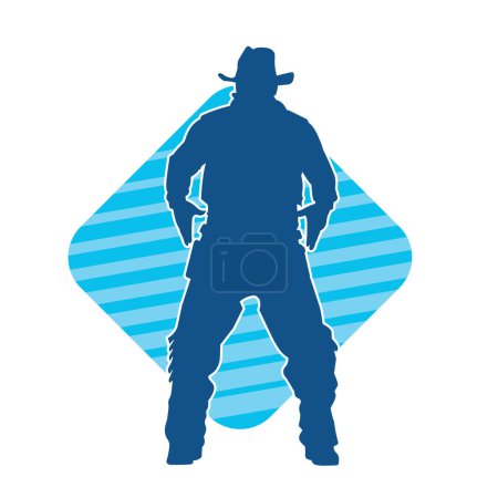 Silhouette eines schlanken männlichen Modells in Pose im Cowboy-Outfit