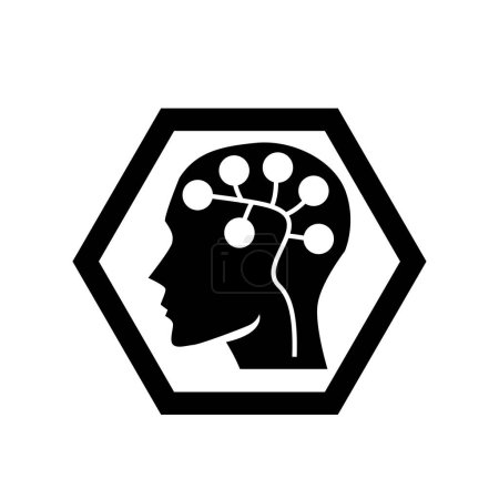human head with circuit symbol. neural or neurotic network symbol. artificial intelligence symbol. brain circuit symbol.