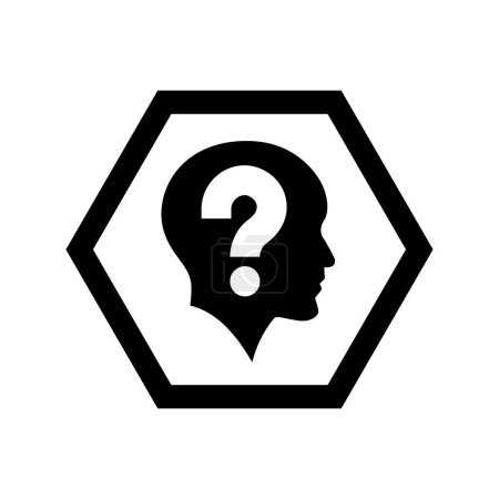 human head profile silhouette with question mark symbol. 